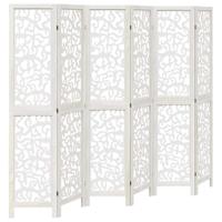 Kamerscherm met 6 panelen massief paulowniahout wit - thumbnail