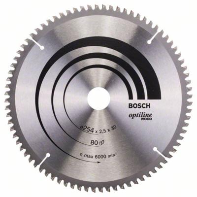 Bosch Accessories Optiline 2608640437 Hardmetaal-cirkelzaagblad 254 x 30 x 2.5 mm Aantal tanden: 80 1 stuk(s)