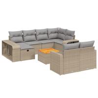11-delige Tuinset met kussens poly rattan beige - thumbnail