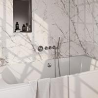 BRAUER Stripe Thermostatische Badkraan - SET 01 - inbouw - badvulcombinatie - staaf handdouche - doucheslang - wandaansluitbocht - RVS-kleurig geborsteld PVD 5-NG-359 - thumbnail