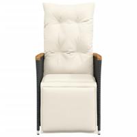Tuinstoelen 2 st verstelbaar met kussens poly rattan zwart - thumbnail