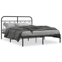 Bedframe met hoofdbord metaal zwart 135x190 cm - thumbnail