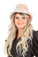 Vissershoedje Glamour pastel met panther print goud - thumbnail