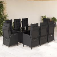 9-delige Tuinset poly rattan zwart - thumbnail