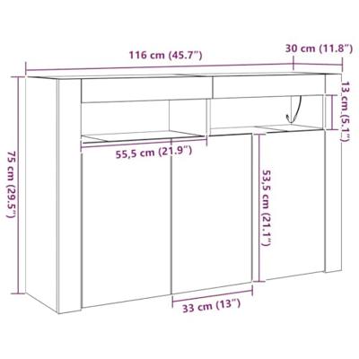 Dressoir artisanaal eikenkleurig 116 x 30 x 75 cm Bewerkt hout