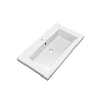 Brauer Solar Medium Wastafel - 80 cm - met 1 Spoelbak en 1 Kraangat - Mineraalmarmer Mat Wit - thumbnail