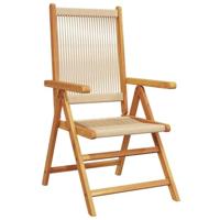 Tuinstoelen 8 st verstelbaar massief acaciahout beige - thumbnail