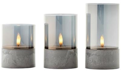 Kaars LED Brilliant Grijs Metaal 3 Stuks