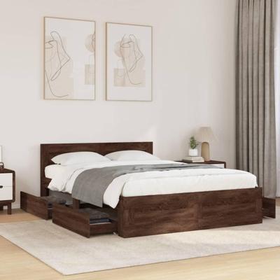 Bedframe met hoofdeinde bruin eikenkleur 120x190 cm