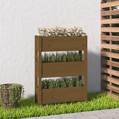 VidaXL Plantenbak 77x25x104,5 cm massief grenenhout honingbruin VidaXL Plantenbak 77x25x104,5 cm massief grenenhout honingbruin