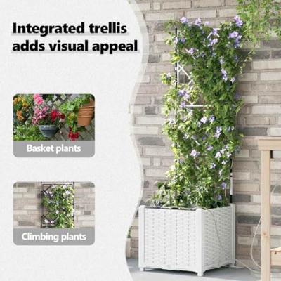 VidaXL Tuin bloempot wit 40 x 40 x 142 cm staal