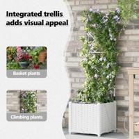 VidaXL Tuin bloempot wit 40 x 40 x 142 cm staal - thumbnail