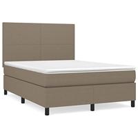 Boxspring met matras stof taupe 140x190 cm - thumbnail