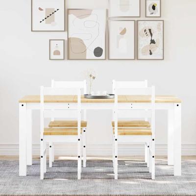 5-delige Eethoek Panama massief grenenhout wit