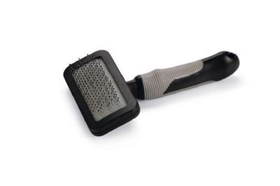 Beeztees slickerborstel - kattenverzorging - zwart grijs - medium - 18x10x3,5 cm