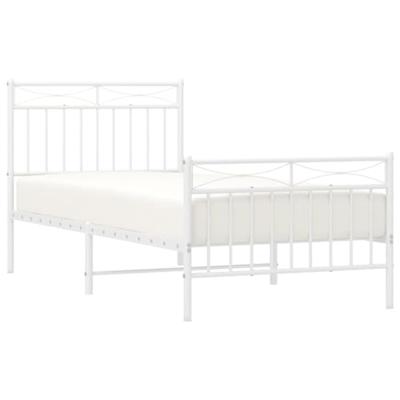 Bedframe met hoofd- en voeteneinde metaal wit 90x190 cm Bedframe met hoofd- en voeteneinde metaal wit 90x190 cm