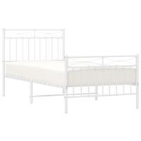 Bedframe met hoofd- en voeteneinde metaal wit 90x190 cm - thumbnail