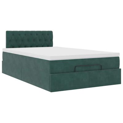 Ottoman bed met matras 90x190cm fluweel donkergroen