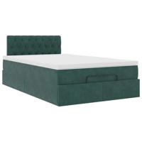 Ottoman bed met matras 90x190cm fluweel donkergroen - thumbnail