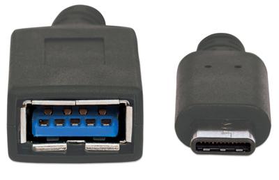 Manhattan USB-kabel USB 3.2 Gen1 (USB 3.0 / USB 3.1 Gen1) USB-C stekker, USB-A bus 0.15 m Zwart Stekker past op beide manieren 355285