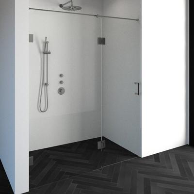 Brauer Void - Nisdeur - 2-Delig - Helder Glas - 170 x 200 cm - Omkeerbaar - met Draaideur 70 cm - Aan Glas - incl. Glascoating - PVD RVS-Kleurig