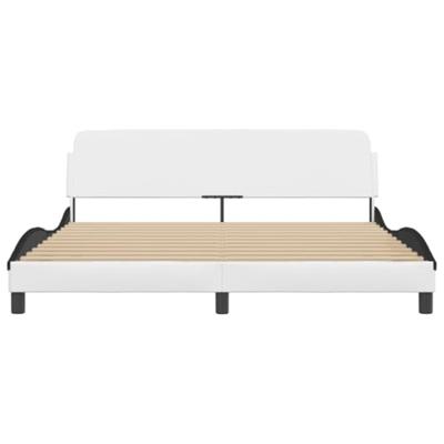 Bedframe met hoofdbord kunstleer wit en zwart 180x200 cm