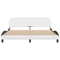Bedframe met hoofdbord kunstleer wit en zwart 180x200 cm - thumbnail