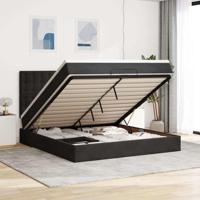 Ottoman bed met matrassen 160x200cm fluweel zwart - thumbnail