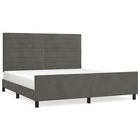 Bedframe zonder matras 160x200 cm fluweel donkergrijs - thumbnail