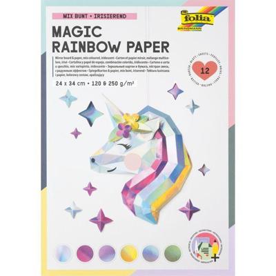 Regenboogpapier en karton folia 24x34 12vel 6tint | 5 stuks