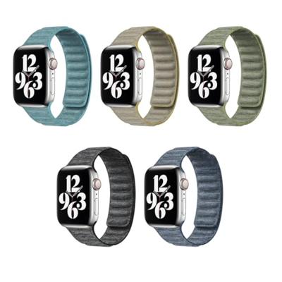Denim nylon bandje - Lichtblauw - Geschikt voor Apple Watch 44mm / 45mm / 46mm / 49mm