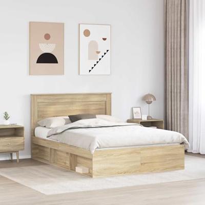 Bedframe met lade Sonoma Eiken 150 x 200 cm Massief grenenhout