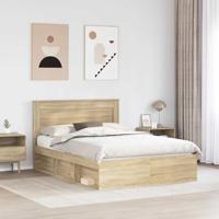 Bedframe met lade Sonoma Eiken 150 x 200 cm Massief grenenhout - thumbnail