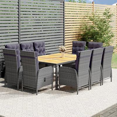 11-delige Tuinset poly rattan grijs