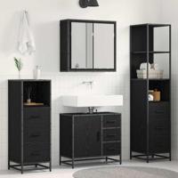 Badkamermeubelset met lade 4 pcs Zwart eiken 65 x 33 x 60 cm - thumbnail
