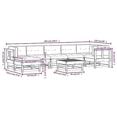8-delige Loungeset met kussens massief douglashout