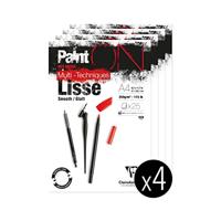 Tekenblok Clairefontaine Paint On A4 glad 25 vel 250gr wit | 4 stuks - thumbnail