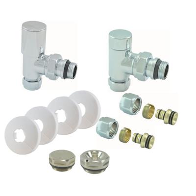 Wiesbaden radiator aansuitset haaks chroom