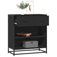 Dressoir 68x35x76 cm bewerkt hout zwart - thumbnail