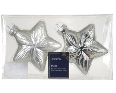 Decoris kersthangers glas ster 2st zilver