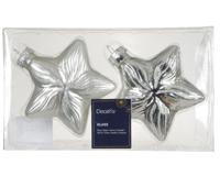 Decoris kersthangers glas ster 2st zilver - thumbnail