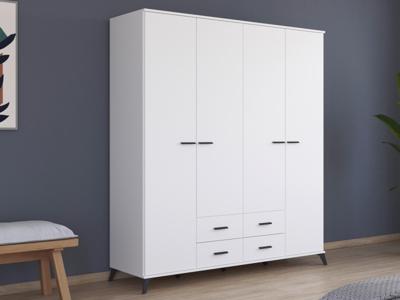 Kledingkast LUCIANI 4 deuren 4 lades wit Kledingkast LUCIANI 4 deuren 4 lades wit