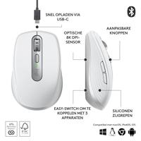 Draadloze muis - LOGITECH - MX Anywhere 3S - Bluetooth - Stille klikken - 6 knoppen - Lichtgrijs - thumbnail