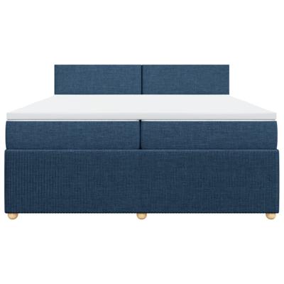 Boxspring met matras stof blauw 140x190 cm - thumbnail
