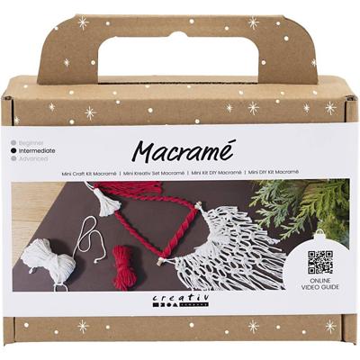 Creativ Company Mini hobbyset macramé, kerstman, kerstrood, off-white, 1 doos Creativ Company Mini hobbyset macramé, kerstman, kerstrood, off-white, 1 doos