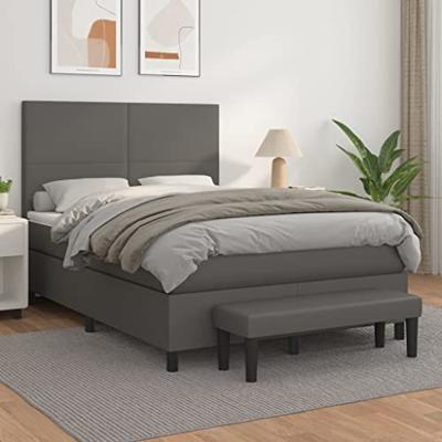 Boxspring met matras kunstleer grijs 140x190 cm
