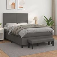 Boxspring met matras kunstleer grijs 140x190 cm - thumbnail