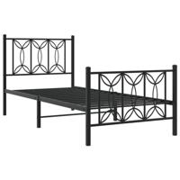 Bedframe met hoofd- en voeteneinde metaal zwart 75x190 cm - thumbnail
