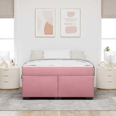 Bedframe met matras met matras Roze 140 x 200 cm Fluweel