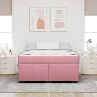 Bedframe met matras met matras Roze 140 x 200 cm Fluweel - thumbnail